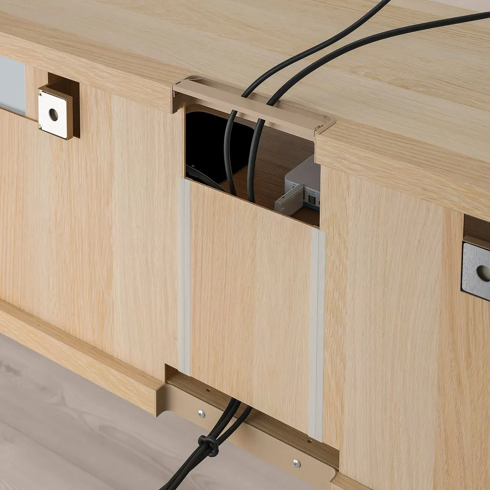 BESTÅ tv bench with cable management, hiding wires for a neat look.