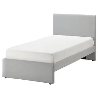 GLADSTAD upholstered bed frame, Kabusa light grey, 90x200 cm