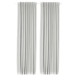 KORGMOTT block-out curtains, 1 pair, white/with heading tape, 145x250 cm