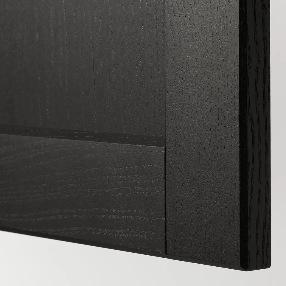 Dark wooden panel with sleek, bevelled edges, showcasing high-quality finish and craftsmanship.