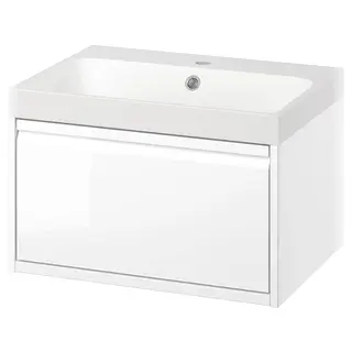 ÄNGSJÖN / BACKSJÖN wash-stnd w drawer/wash-basin, high-gloss white, 60x48x39 cm