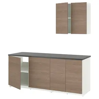 KNOXHULT kitchen, wood effect grey, 204x61x220 cm