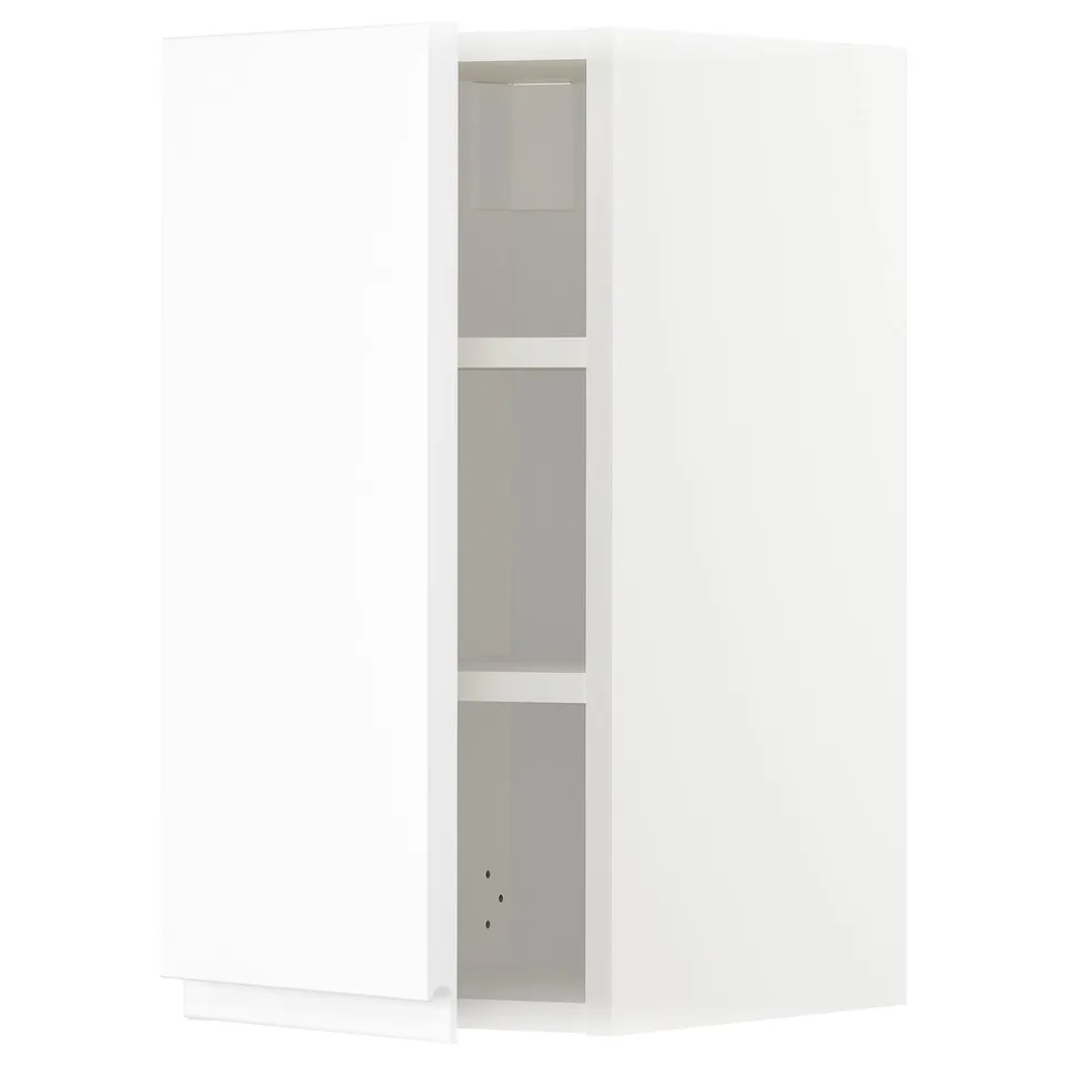 White METOD kitchen cabinet with two shelves. Modern minimalist design, matte finish.