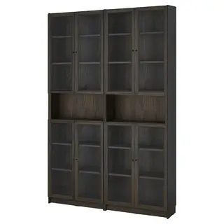 BILLY / OXBERG bookcase comb with extension units, dark brown/oak effect, Width 160 x Depth 30 x Height 237 cm