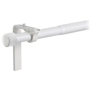 HUGAD curtain rod combination, with wall/ceiling brackets/with finials white, 120-210 cm