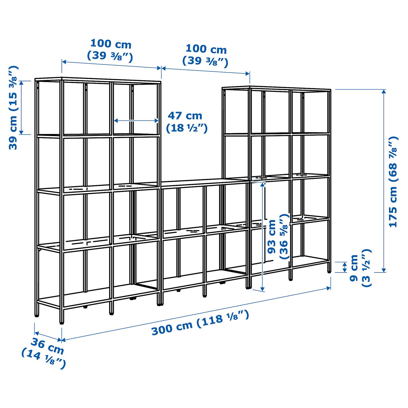 Illustration with measurements for the product: VITTSJÖ.