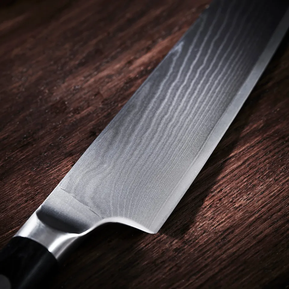 FJÄLLRÖDING Cook's knife, damascus steel/black, 22 cm