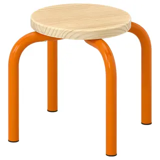 GREJSIMOJS children's stool, wood/orange, Width 27 cm