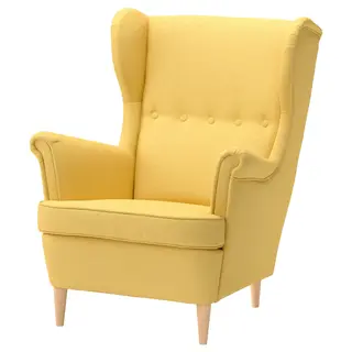 STRANDMON wing chair, Tibbleby yellow, Width 82 x Depth 96 x Height 101 cm