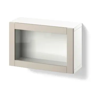 BESTÅ wall-mounted cabinet combination, white/Sindvik light grey/beige, Width 60 x Depth 22 x Height 38 cm