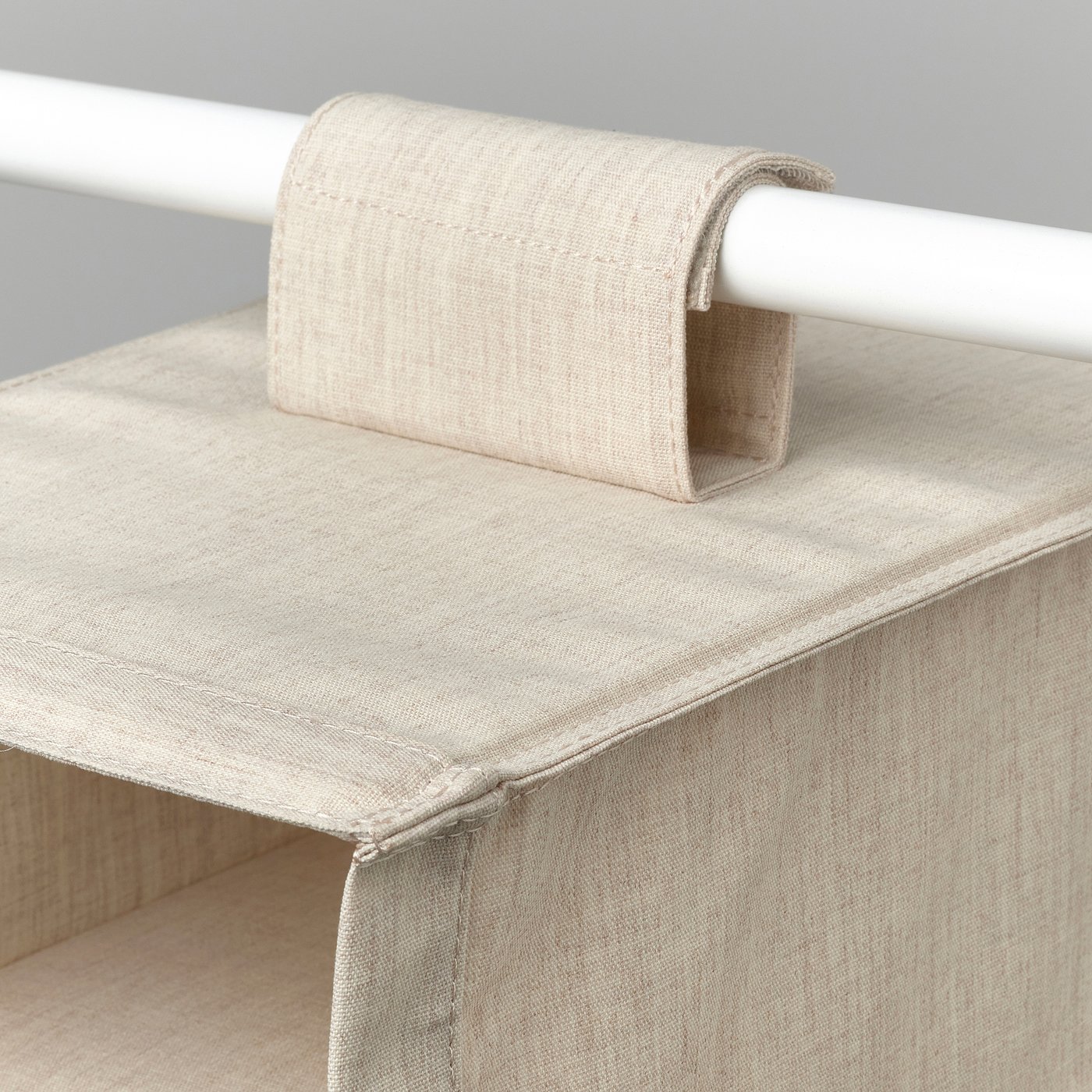 PURRPINGLA Hanging storage w 6 compartments, textile/beige, 22x34x80 cm