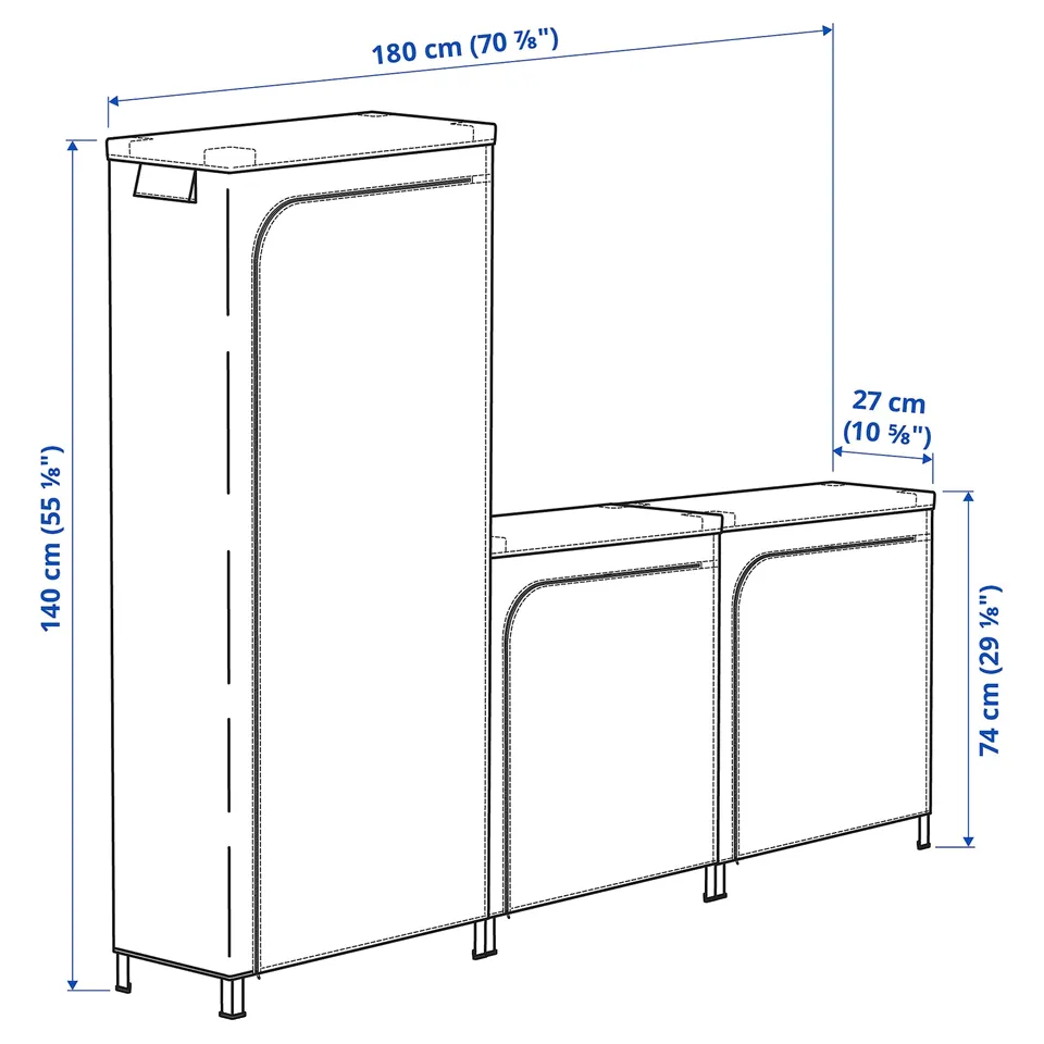 Illustration with measurements for the product: HYLLIS.