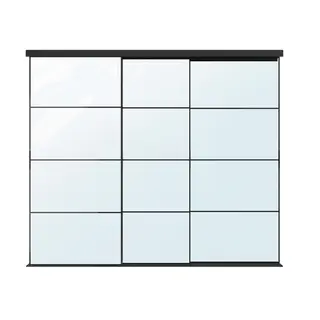 SKYTTA / AULI sliding door combination, black/mirror glass, Height 240 x Width 276 cm