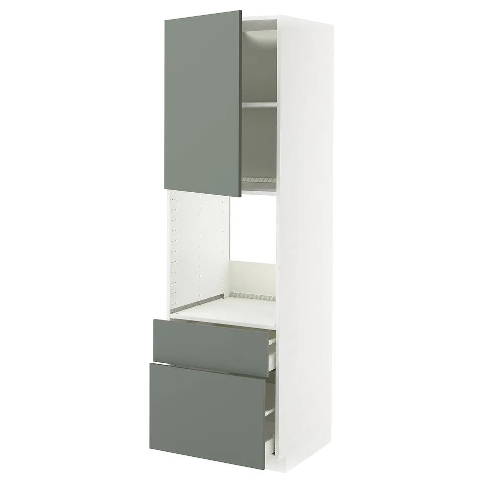 METOD kitchen cabinet with grey-green matt nickebo fronts & adjustable shelf.