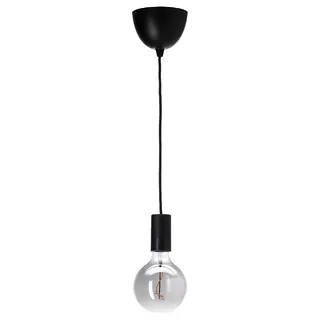 SUNNEBY / MOLNART pendant lamp, black/globe grey clear glass, 125 mm