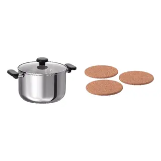 HEAT/MIDDAGSMAT set: pot with lid + pot stand