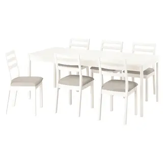 TONSTAD / TONSTAD table and 6 chairs, off-white/off-white Fridtuna light beige, 200x85 cm