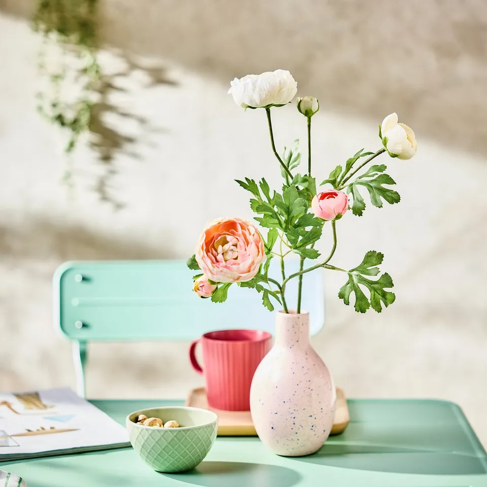 SMYCKA Artificial flower, in/outdoor Ranunculus/pink, 52 cm