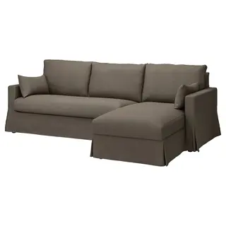 HYLTARP 3-seat sofa w chaise longue, right, Gransel grey-brown, Width 262 x Depth 93 cm