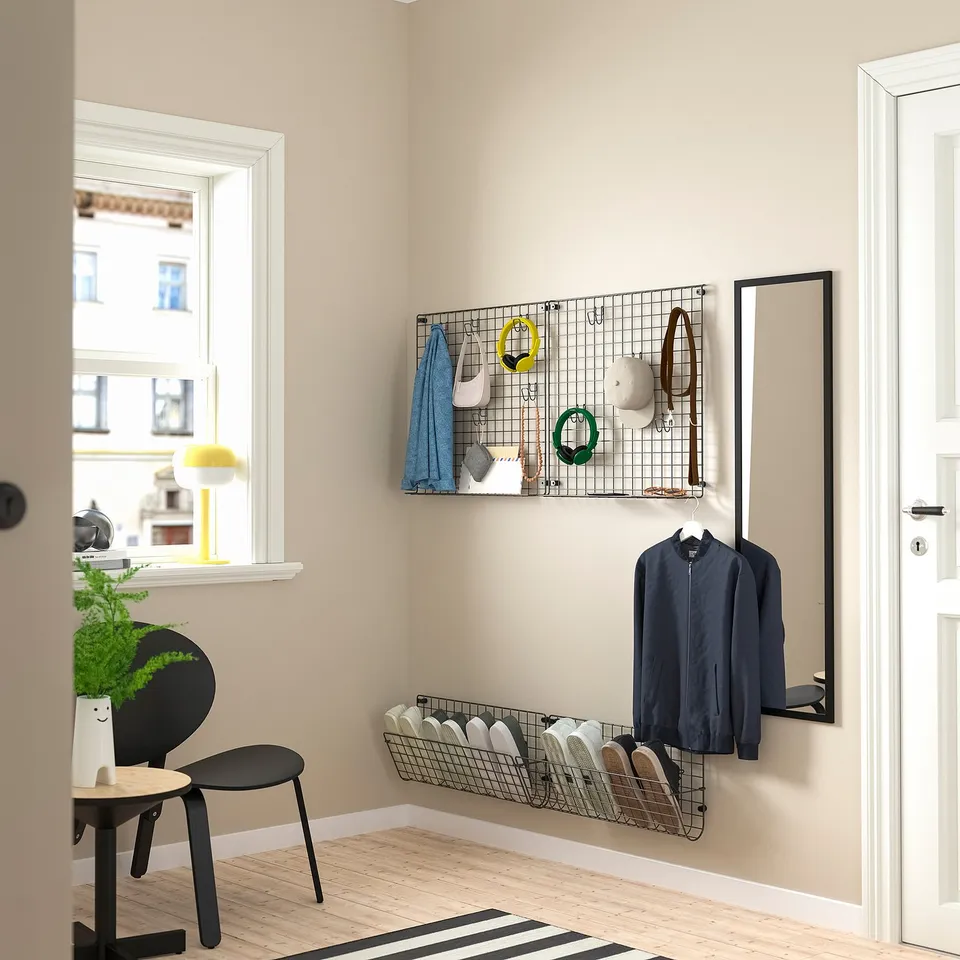 GREJIG Hallway furniture, set of 4, grey