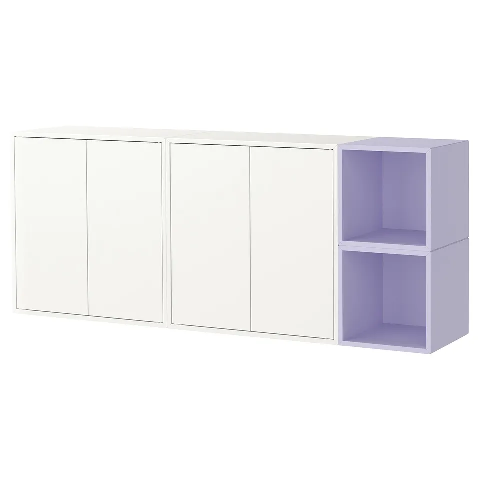 EKET Wall-mounted cabinet combination, white/pale lilac, 175x35x70 cm