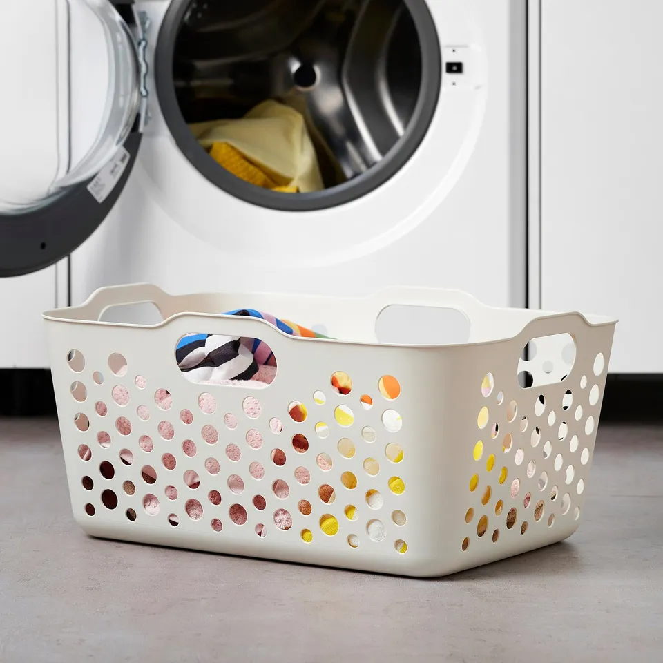 SLIBB Laundry basket, white, 38 l
