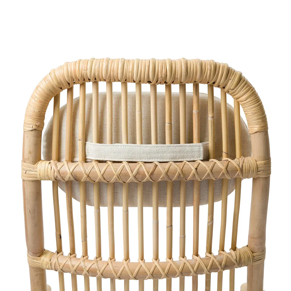 Wicker chair with cushions: zippered cover, machine washable, polyester filling, anti-slip backing, fits salnö.