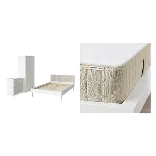BRUKSVARA/MAUSUND Bed with 20cm thick mattress, latex, natural materials,5 comfort zones, medium firm