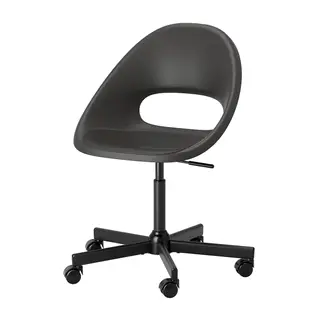 ELDBERGET / MALSKÄR swivel chair, dark grey/black, Width 67 x Depth 67 cm