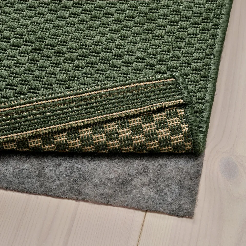MORUM Rug flatwoven, in/outdoor, dark green, 160x230 cm
