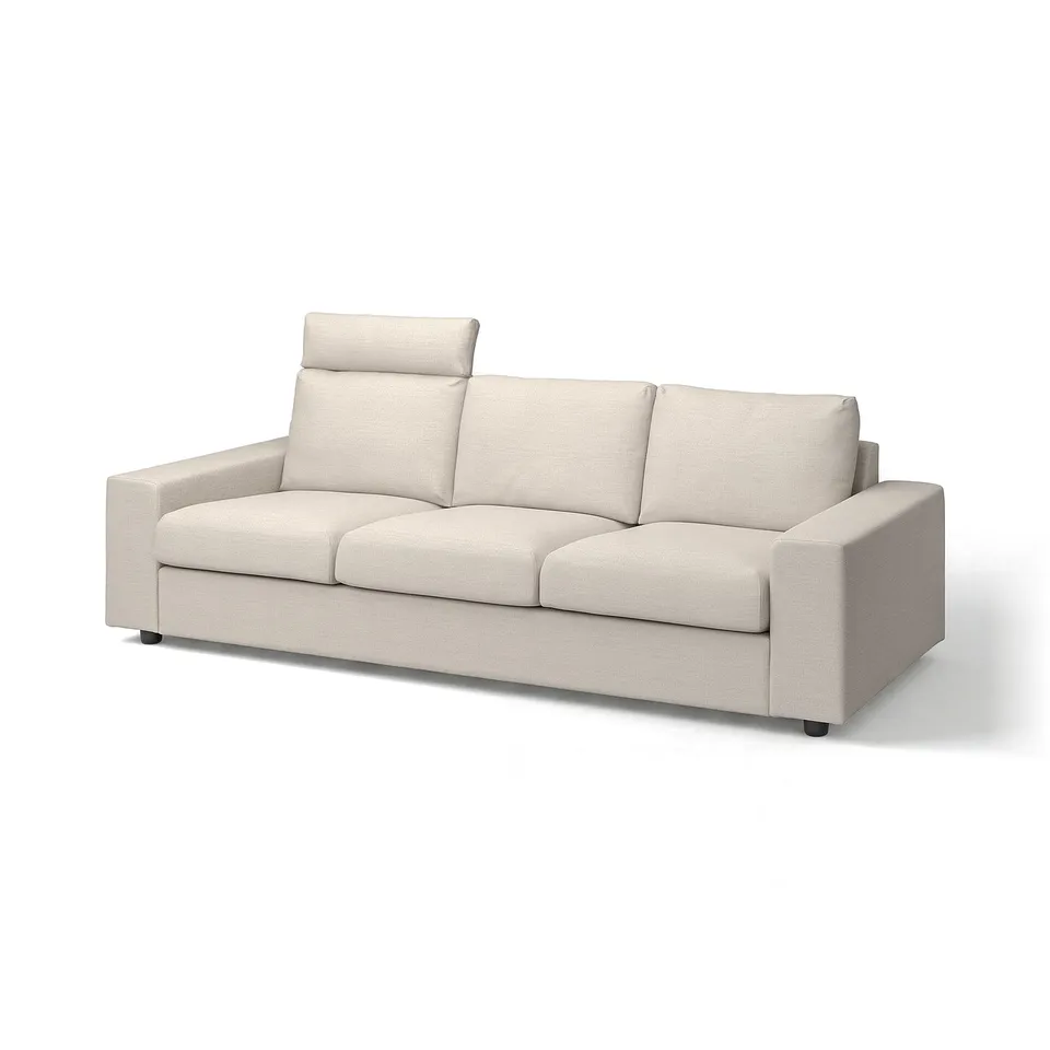 VIMLE sofa, cream, fabric, boxy design, 3-seater, modern style.