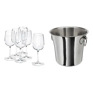 SOLDRÄNKT/STORSINT set: white wine glass + wine cooler