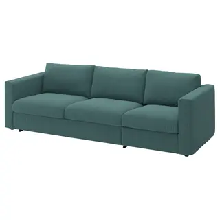 VIMLE 3-seat sofa-bed, Kelinge grey-turquoise, Width 261 x Depth 98 cm