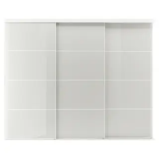 SKYTTA / HOKKSUND sliding door combination, white/high-gloss light grey, Height 240 x Width 301 cm