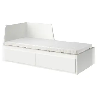 FLEKKE day-bed w 2 drawers/2 mattresses, white/Ånnfjället super firm, Length 207 x Width 91 x Height 86 cm