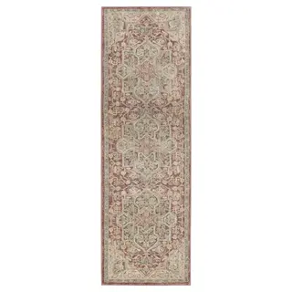 JÄRNVÄG rug, low pile, ornament pattern pink/beige, 80x250 cm