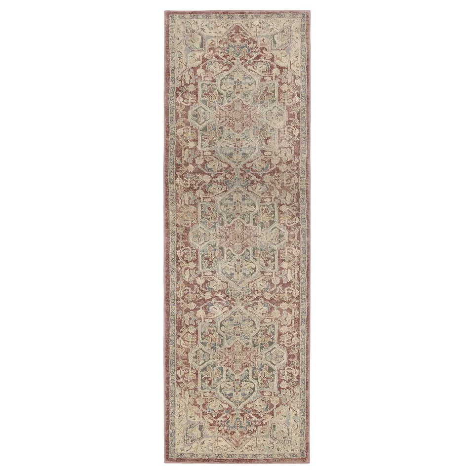 JÄRNVÄG runner rug, multicoloured, rectangular with intricate traditional design, made from recycled materials.