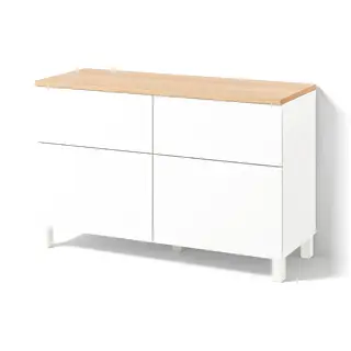 BESTÅ storage combination w doors/drawers, white/Lappviken/Stubbarp white, 120x42x76 cm