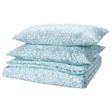 CYMBALBLOMMA duvet cover and 2 pillowcases, white/blue, 200x200/50x80 cm