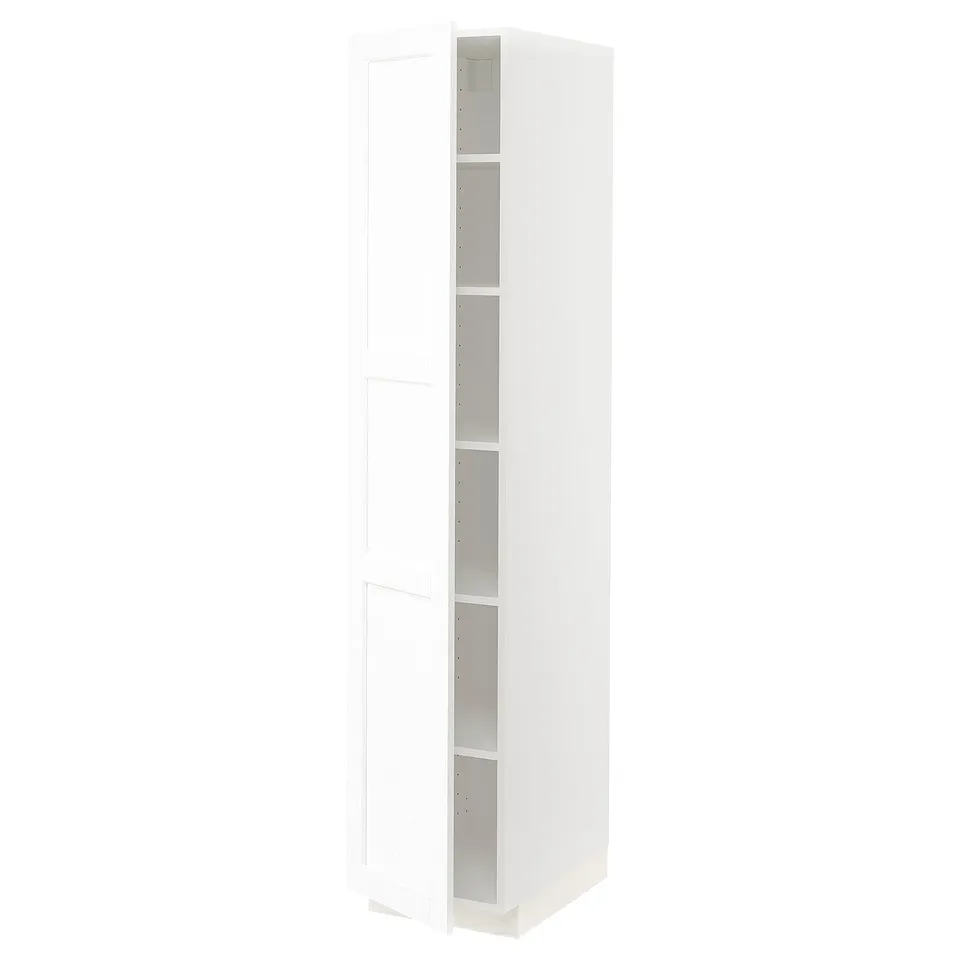 METOD white kitchen cabinet, tall with adjustable shelves.