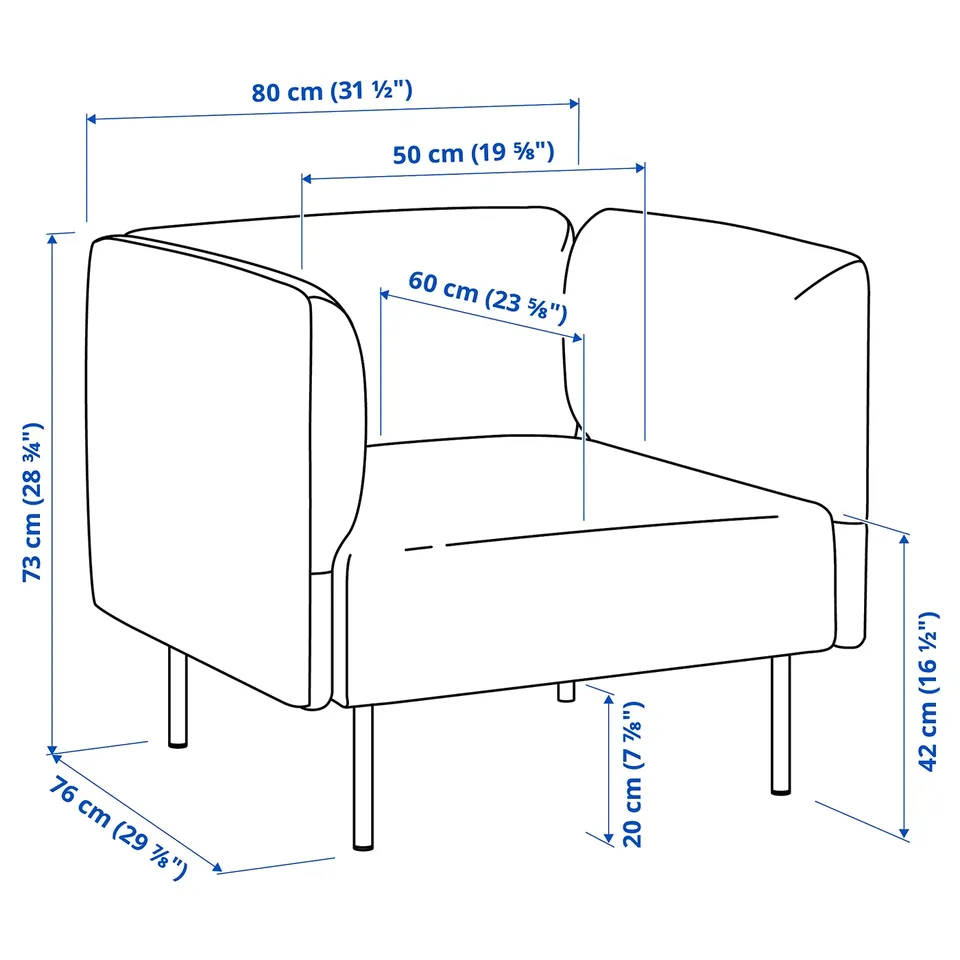 Illustration with measurements for the product: LILLEHEM.