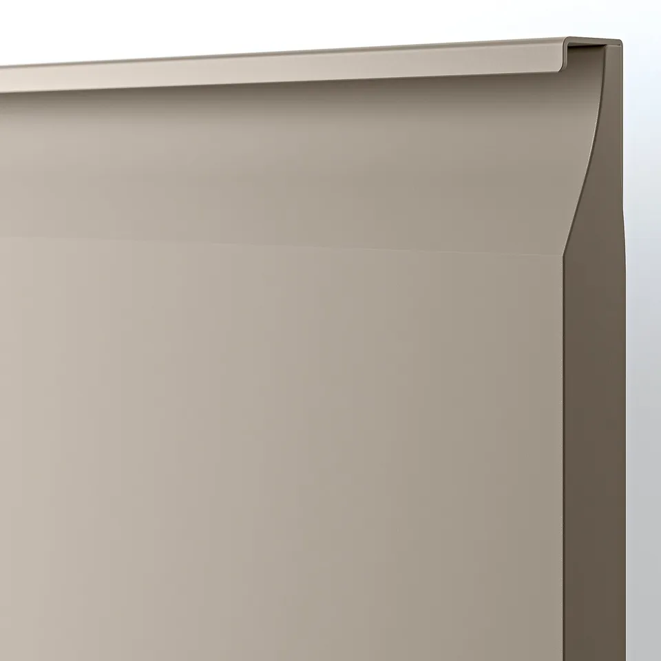 Close-up of a high-quality, bevelled, light-colored drawer edge, showcasing smooth finish and fine craftsmanship.
