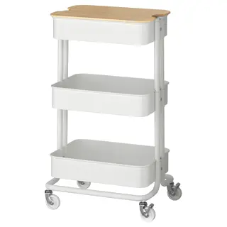 RÅSKOG / NORRÅVA trolley with lid, white, 35x45x77 cm