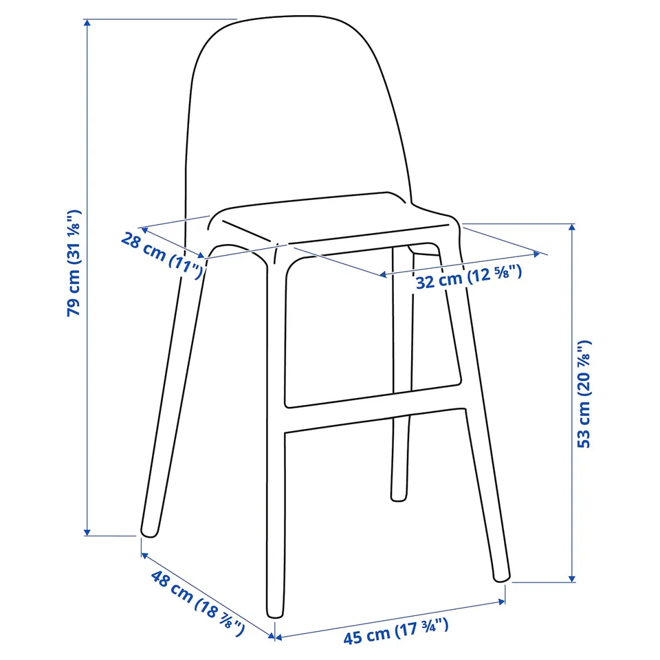 Illustration with measurements for the product: URBAN.