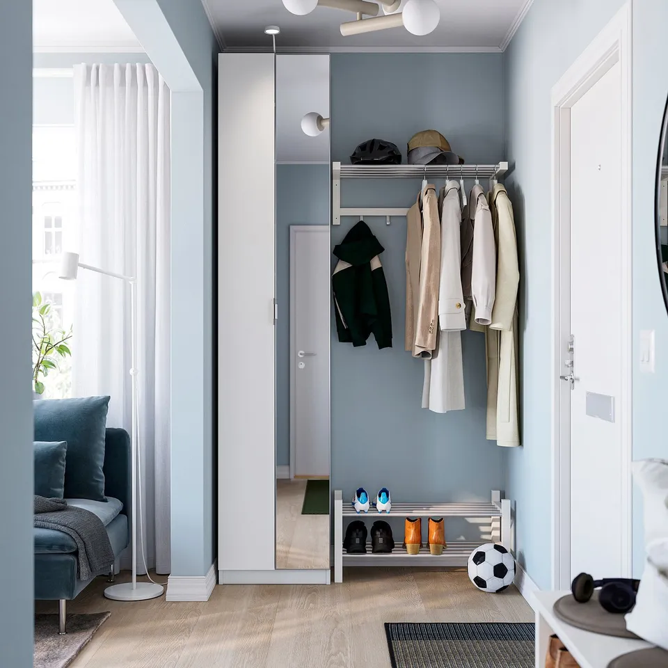 PAX / FORSAND/ÅHEIM Wardrobe combination, white white/mirror glass, 50x38x236 cm