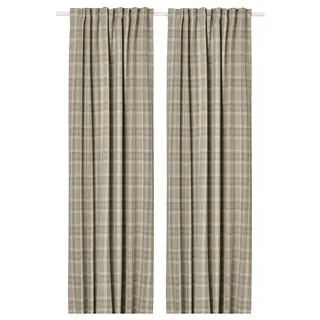 HÄGGVECKMAL room darkening curtains, 1 pair, beige/with heading tape, 145x250 cm