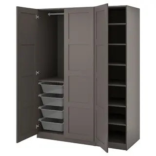 PAX / BERGSBO wardrobe, dark grey/dark grey, 150x60x201 cm