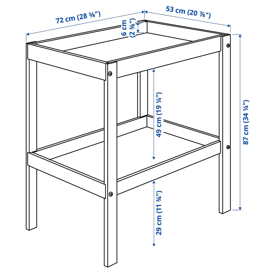 Illustration with measurements for the product: SNIGLAR.
