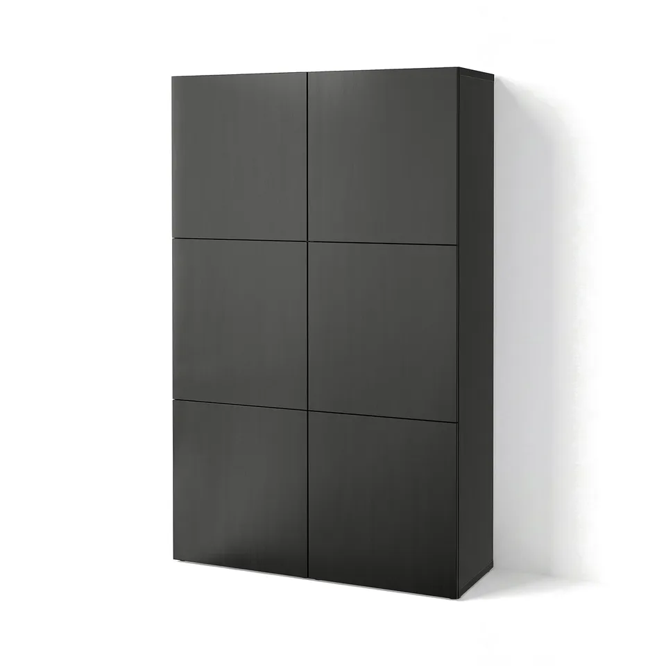 BESTÅ Storage combination with doors, black-brown/Lappviken black-brown, 120x42x193 cm