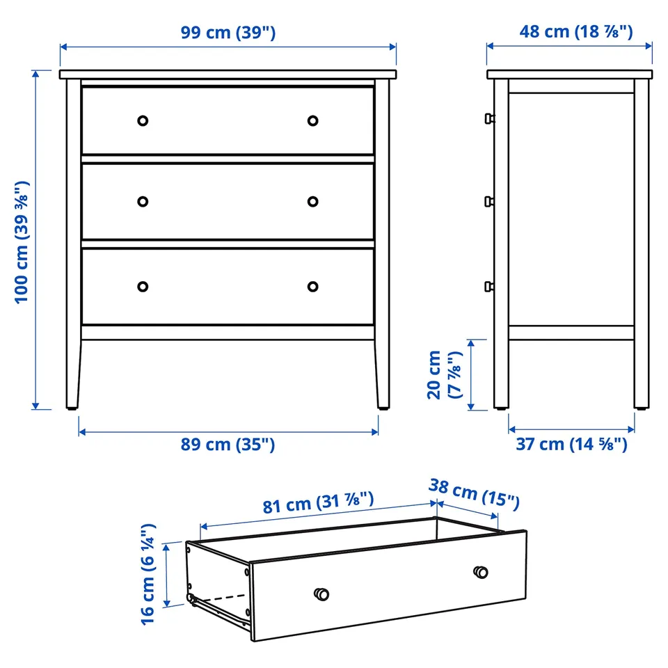 Illustration with measurements for the product: GULLABERG.